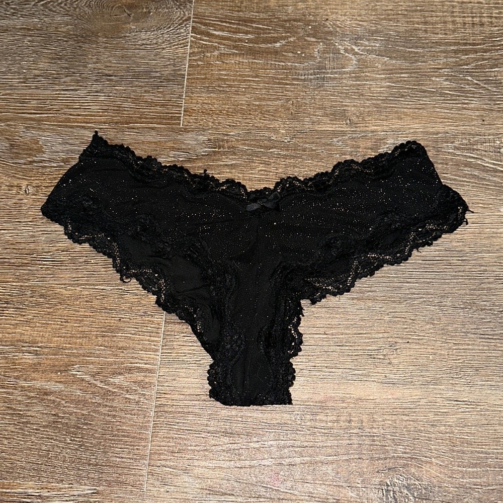COPY - Victoria’s Secret black lace top shimmer cheeky panty